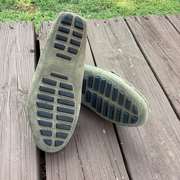 Osslue Olive Green Suede Leather Loafers Driving Moccasins Slip On Casual Shoes - Picture 4 of 5